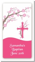 Cross Cherry Blossom - Custom Rectangle Baptism / Christening Sticker/Labels