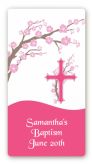 Cross Cherry Blossom - Custom Rectangle Baptism / Christening Sticker/Labels