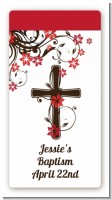 Cross Floral Blossom - Custom Rectangle Baptism / Christening Sticker/Labels
