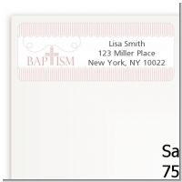 Cross Pink Necklace - Baptism / Christening Return Address Labels