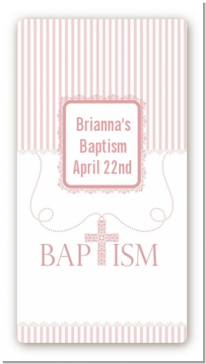 Cross Pink Necklace - Custom Rectangle Baptism / Christening Sticker/Labels