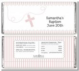Cross Pink Necklace - Personalized Baptism / Christening Candy Bar Wrappers