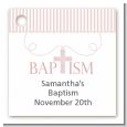 Cross Pink Necklace - Personalized Baptism / Christening Card Stock Favor Tags thumbnail