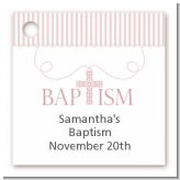 Cross Pink Necklace - Personalized Baptism / Christening Card Stock Favor Tags
