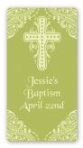 Cross Sage Green - Custom Rectangle Baptism / Christening Sticker/Labels