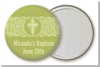 Cross Sage Green - Personalized Baptism / Christening Pocket Mirror Favors