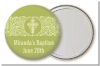 Cross Sage Green - Personalized Baptism / Christening Pocket Mirror Favors