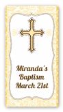 Cross Yellow & Brown - Custom Rectangle Baptism / Christening Sticker/Labels