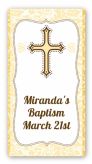 Cross Yellow & Brown - Custom Rectangle Baptism / Christening Sticker/Labels