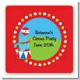Circus Seal - Square Personalized Birthday Party Sticker Labels thumbnail