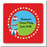 Circus Seal - Square Personalized Birthday Party Sticker Labels