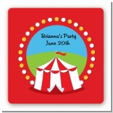 Circus Tent - Square Personalized Birthday Party Sticker Labels