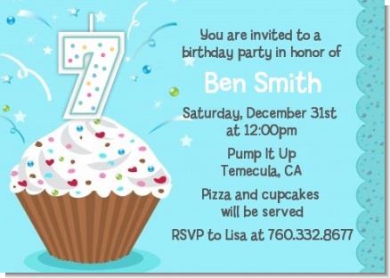 Cupcake Boy - Birthday Party Invitations
