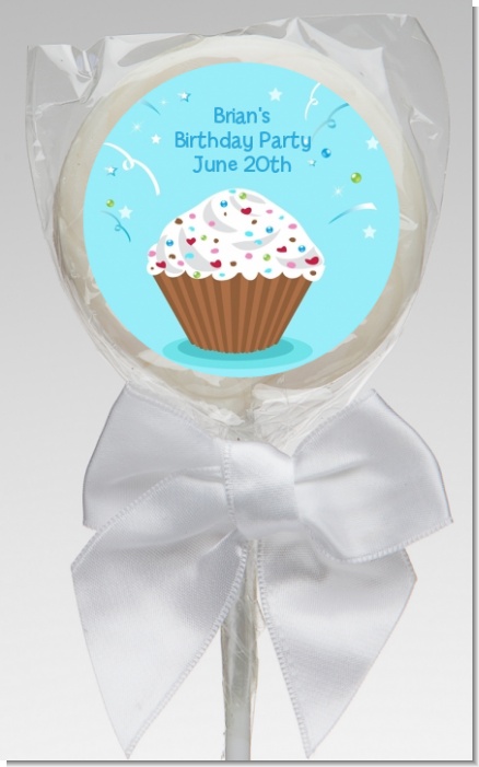 Cupcake Boy - Personalized Birthday Party Lollipop Favors