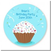 Cupcake Boy - Round Personalized Birthday Party Sticker Labels