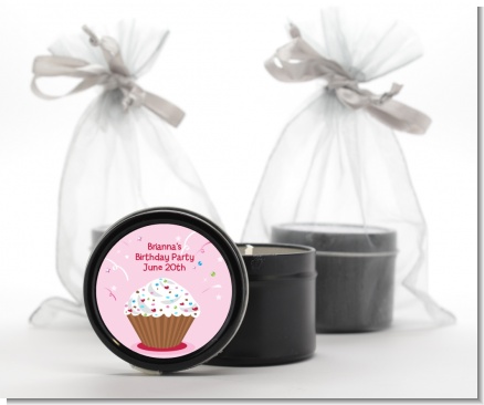Cupcake Girl - Birthday Party Black Candle Tin Favors