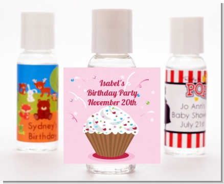 Cupcake Girl - Personalized Birthday Party Hand Sanitizers Favors