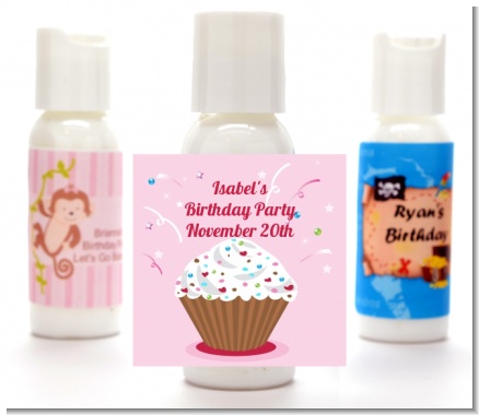 Cupcake Girl - Personalized Birthday Party Lotion Favors