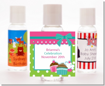 Cupcake Trio - Personalized Birthday Party Hand Sanitizers Favors