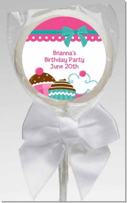Cupcake Trio - Personalized Birthday Party Lollipop Favors