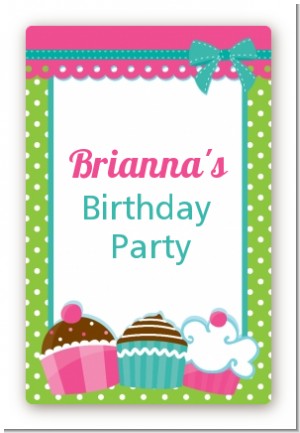Cupcake Trio - Custom Large Rectangle Birthday Party Sticker/Labels