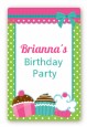 Cupcake Trio - Custom Large Rectangle Birthday Party Sticker/Labels thumbnail