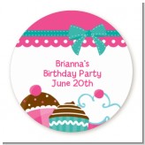 Cupcake Trio - Round Personalized Birthday Party Sticker Labels