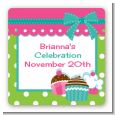 Cupcake Trio - Square Personalized Birthday Party Sticker Labels thumbnail