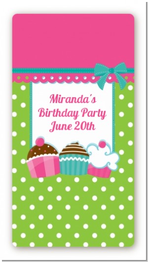 Cupcake Trio - Custom Rectangle Birthday Party Sticker/Labels