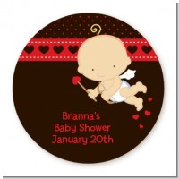 Cupid Baby Valentine's Day - Round Personalized Baby Shower Sticker Labels
