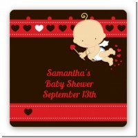 Cupid Baby Valentine's Day - Square Personalized Baby Shower Sticker Labels