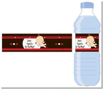 Cupid Baby Valentine's Day - Personalized Baby Shower Water Bottle Labels