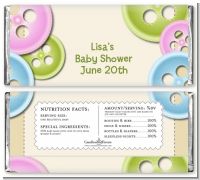 Cute As a Button - Personalized Baby Shower Candy Bar Wrappers
