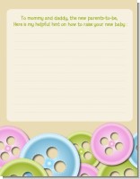 Cute As a Button - Baby Shower Notes of Advice