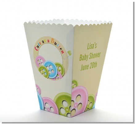 Cute As a Button - Personalized Baby Shower Popcorn Boxes