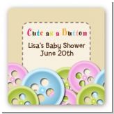 Cute As a Button - Square Personalized Baby Shower Sticker Labels