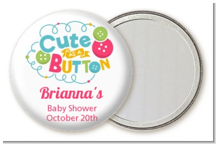 Cute As Buttons - Personalized Baby Shower Pocket Mirror Favors