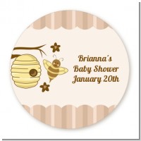 Cute As Can Bee - Round Personalized Baby Shower Sticker Labels