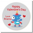 Cutie Q TT Love Robot - Round Personalized Valentines Day Sticker Labels thumbnail