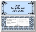 Damask Blue & Black - Personalized Baby Shower Candy Bar Wrappers thumbnail