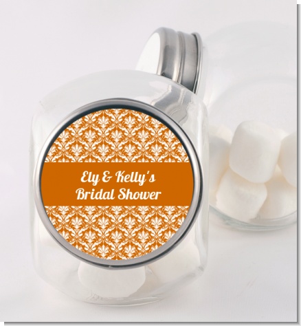 Damask Pattern - Personalized Bridal Shower Candy Jar