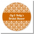 Damask Pattern - Round Personalized Bridal Shower Sticker Labels thumbnail