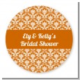 Damask Pattern - Round Personalized Bridal Shower Sticker Labels thumbnail