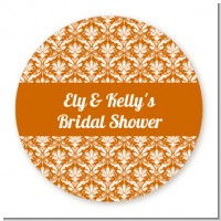 Damask Pattern - Round Personalized Bridal Shower Sticker Labels