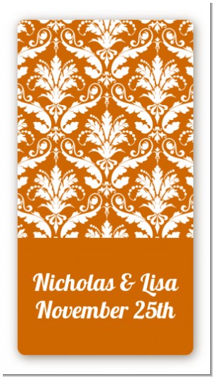 Damask Pattern - Custom Rectangle Bridal Shower Sticker/Labels