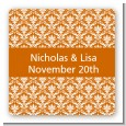 Damask Pattern - Square Personalized Bridal Shower Sticker Labels thumbnail