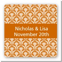 Damask Pattern - Square Personalized Bridal Shower Sticker Labels