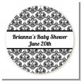 Damask - Round Personalized Baby Shower Sticker Labels thumbnail