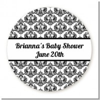 Damask - Round Personalized Baby Shower Sticker Labels