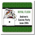 Casino Night Royal Flush - Square Personalized Birthday Party Sticker Labels thumbnail